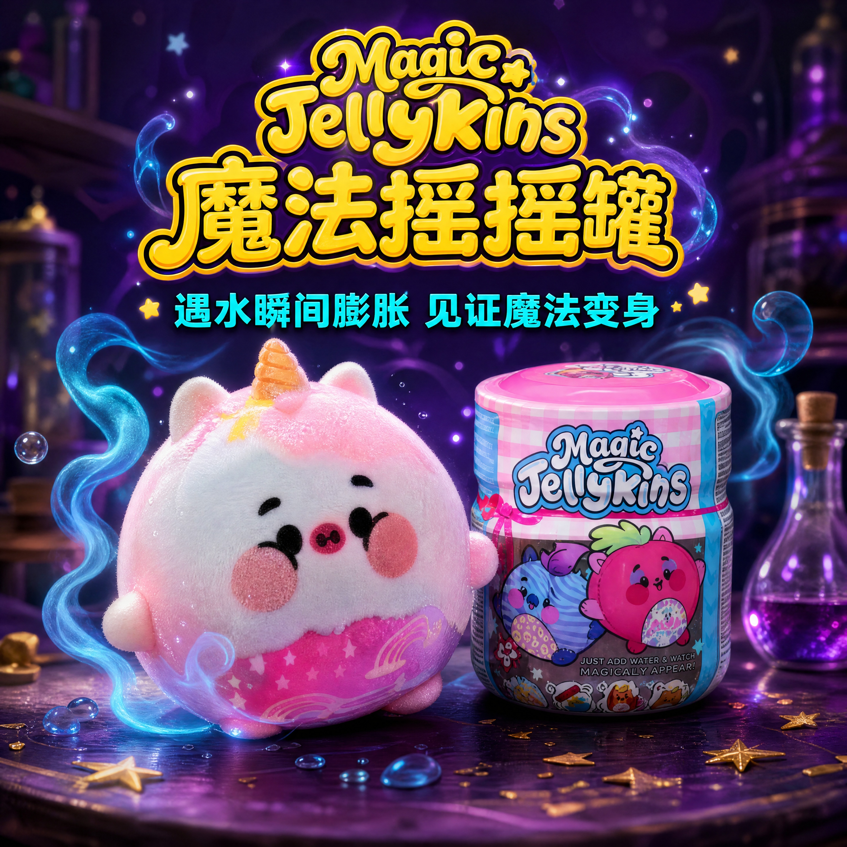 粉色独角兽造型魔法摇摇罐惊喜盲盒儿童魔法