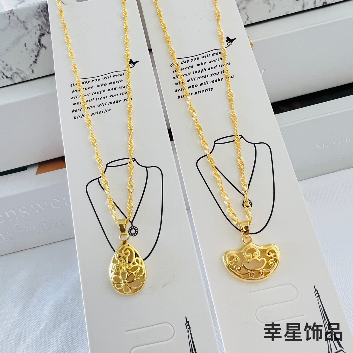 金色叶子吊坠项链 纯沙金短款民族风宗教饰品 女款男款正品详情2