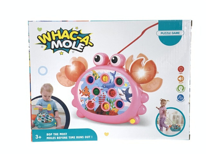 TD23483 Children's crab Drag Whackle Toy, Audio-visual educational tapping Game machine, early education for babies, hand-held walking, supermarket gift toy