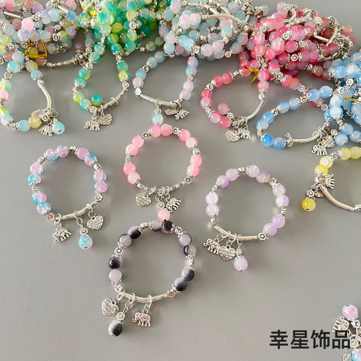 古银色仿石手链弹力手链学生闺蜜礼品复古森系古典手圈小清新手饰