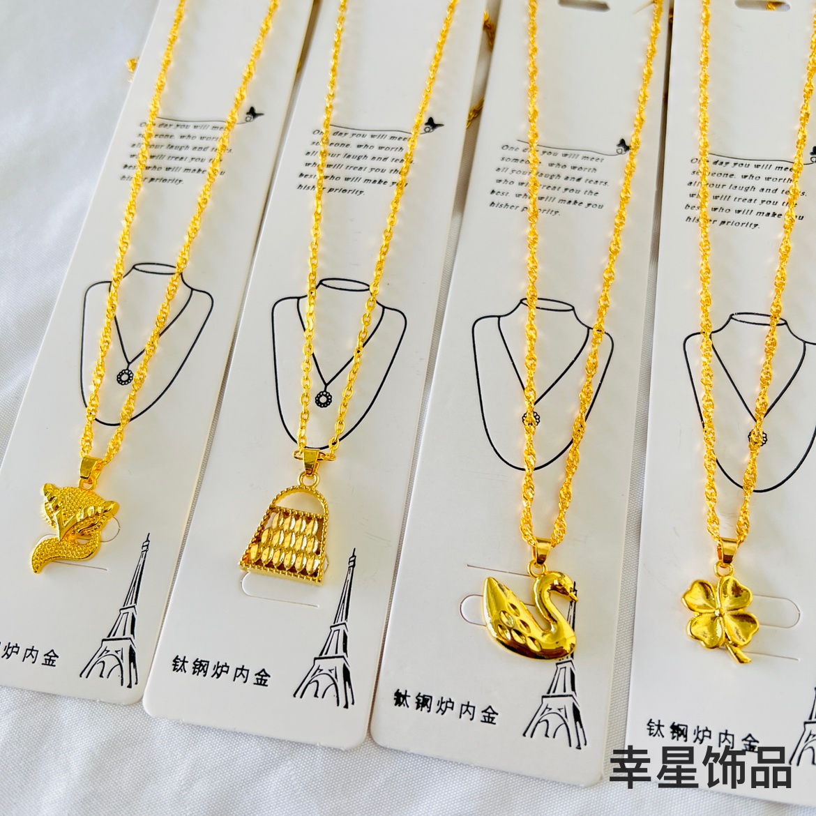 金色叶子吊坠项链 纯沙金短款民族风宗教饰品 女款男款正品详情1