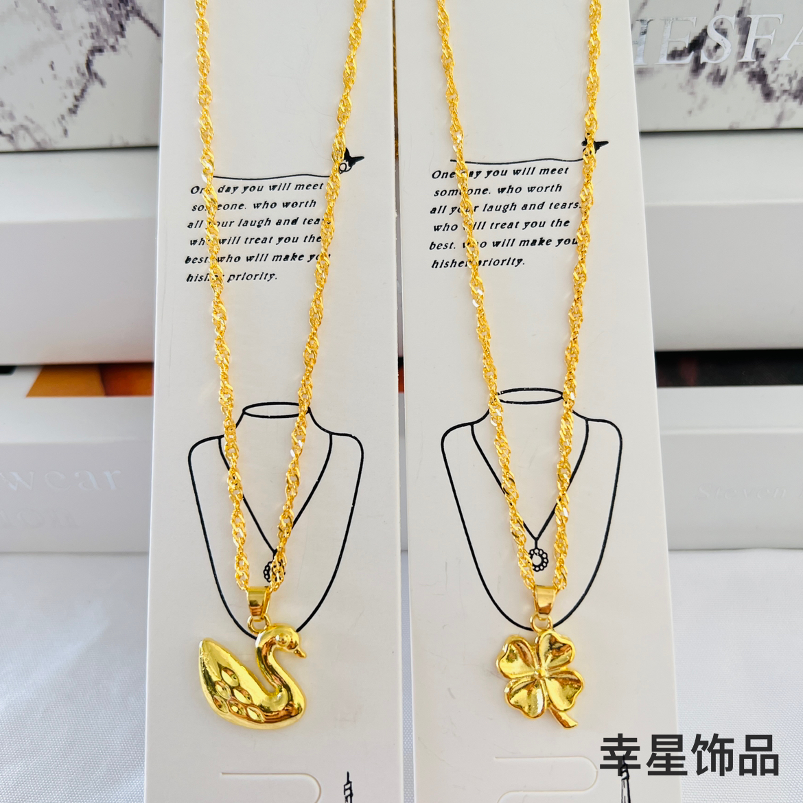 金色叶子吊坠项链 纯沙金短款民族风宗教饰品 女款男款正品详情4