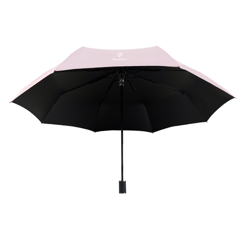 恒盾 UV 黑胶高倍防晒防紫外线三折晴雨伞 轻奢黑金手柄加固伞骨 便携折叠男女通用通勤遮阳伞 支持定制企业LOGO广告伞 Specification image