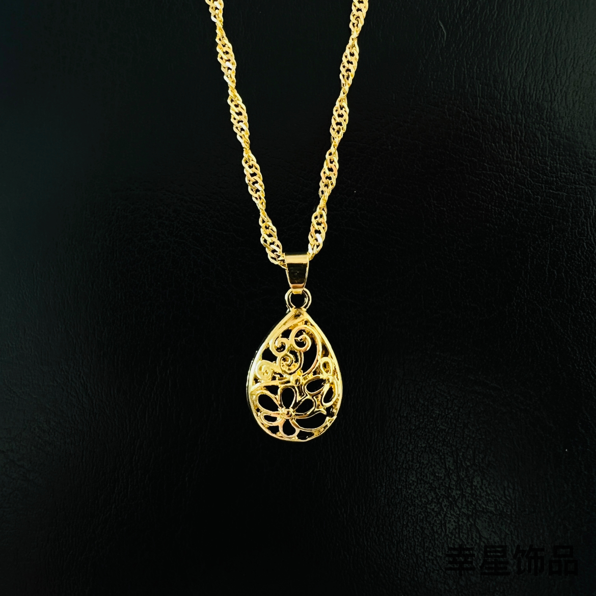 金色叶子吊坠项链 纯沙金短款民族风宗教饰品 女款男款正品详情6