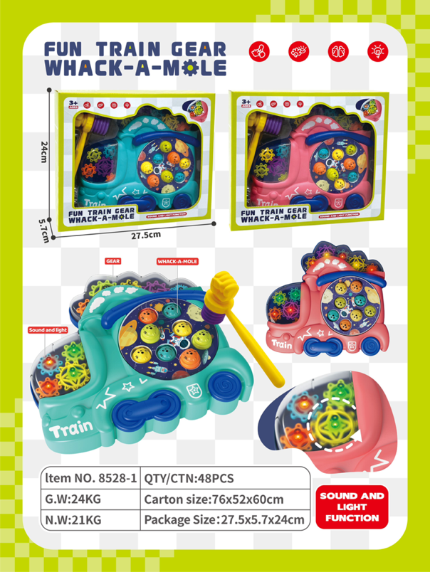TL96478 Gear Train Whack-a-Mole Sound and Light Game Machine, children's early education tapping toy, parent-child interaction, hammer educational toy
