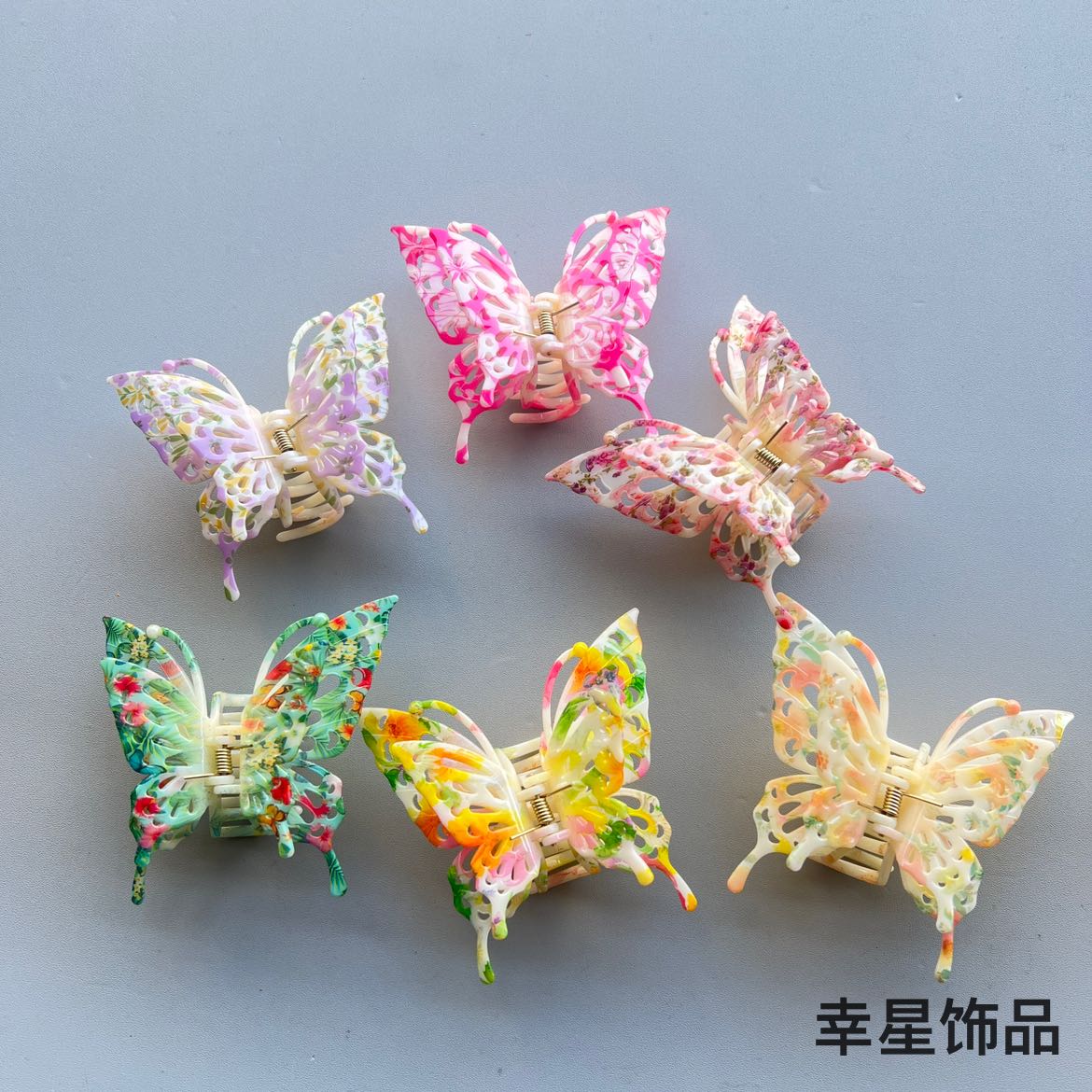 Корейская версия двухъярусной бабочкиной заколки на затылке, скрепки для волос, гигантские цветные зажимы для акул, вращающие побрякушки для волос pic 1
