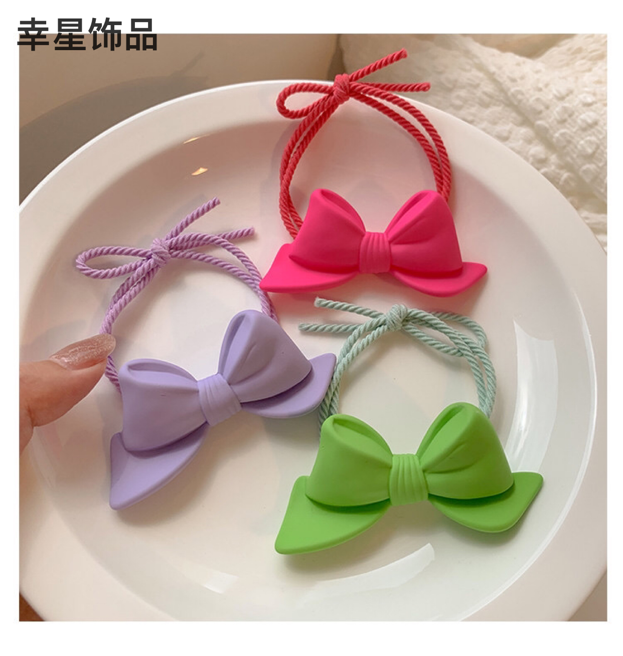 立体软陶蝴蝶结发夹夏季森系简约发卡网红可爱卡子头饰女头绳皮筋
