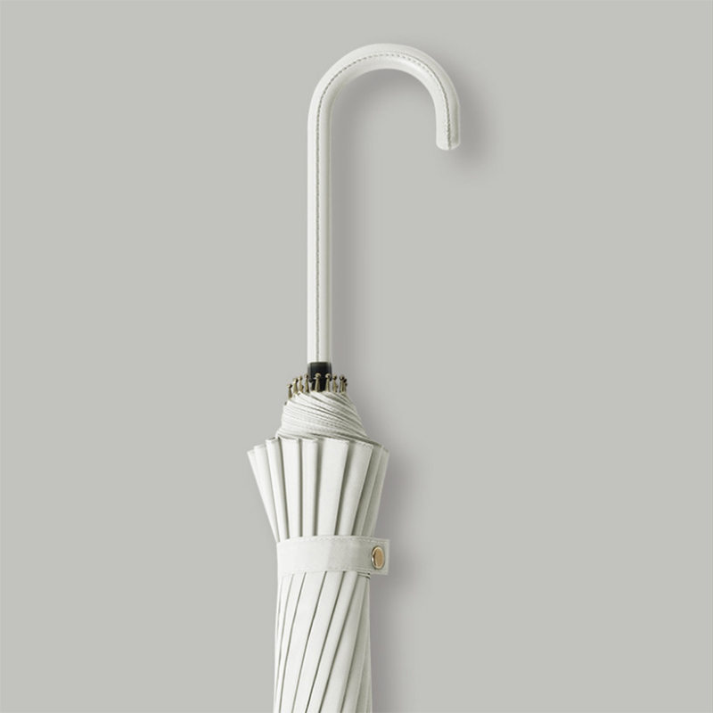 Hengdun 16-bone reinforced wind-resistant long-handled umbrella, retro curved hook leather handle straight pole umbrella, Morandi solid color enlarged umbrella surface, all-weather and all-weather umbrella, women's style artistic and simple umbrella, can be printed with enterprise LOGO advertisement umbrella details Picture