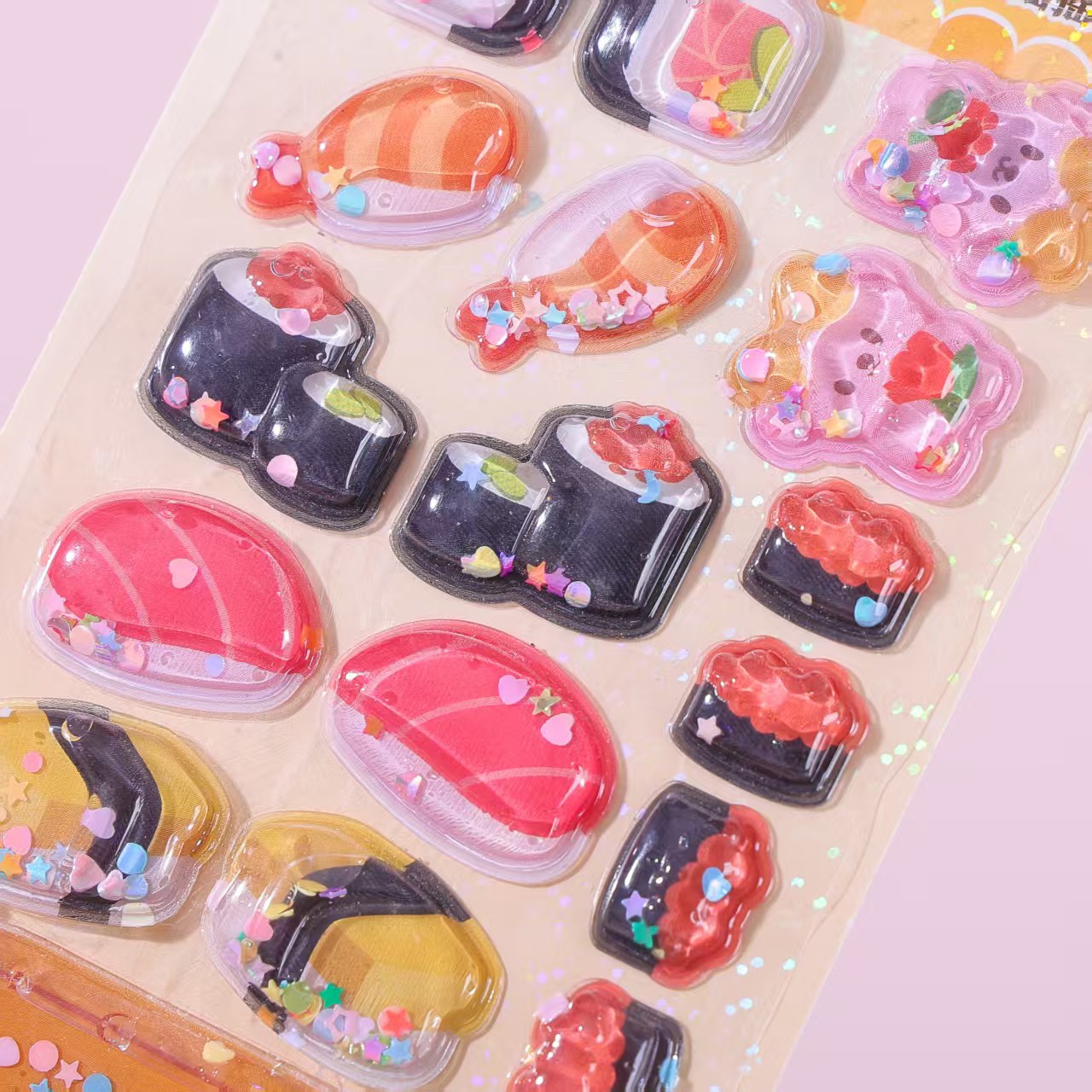 Cute Creature Tribe Rocking Fun 3D Micro-landscape Stickers, Shiny stickers, Adorable Planner, 3D Relief Rocking Water stickers Application Scenario