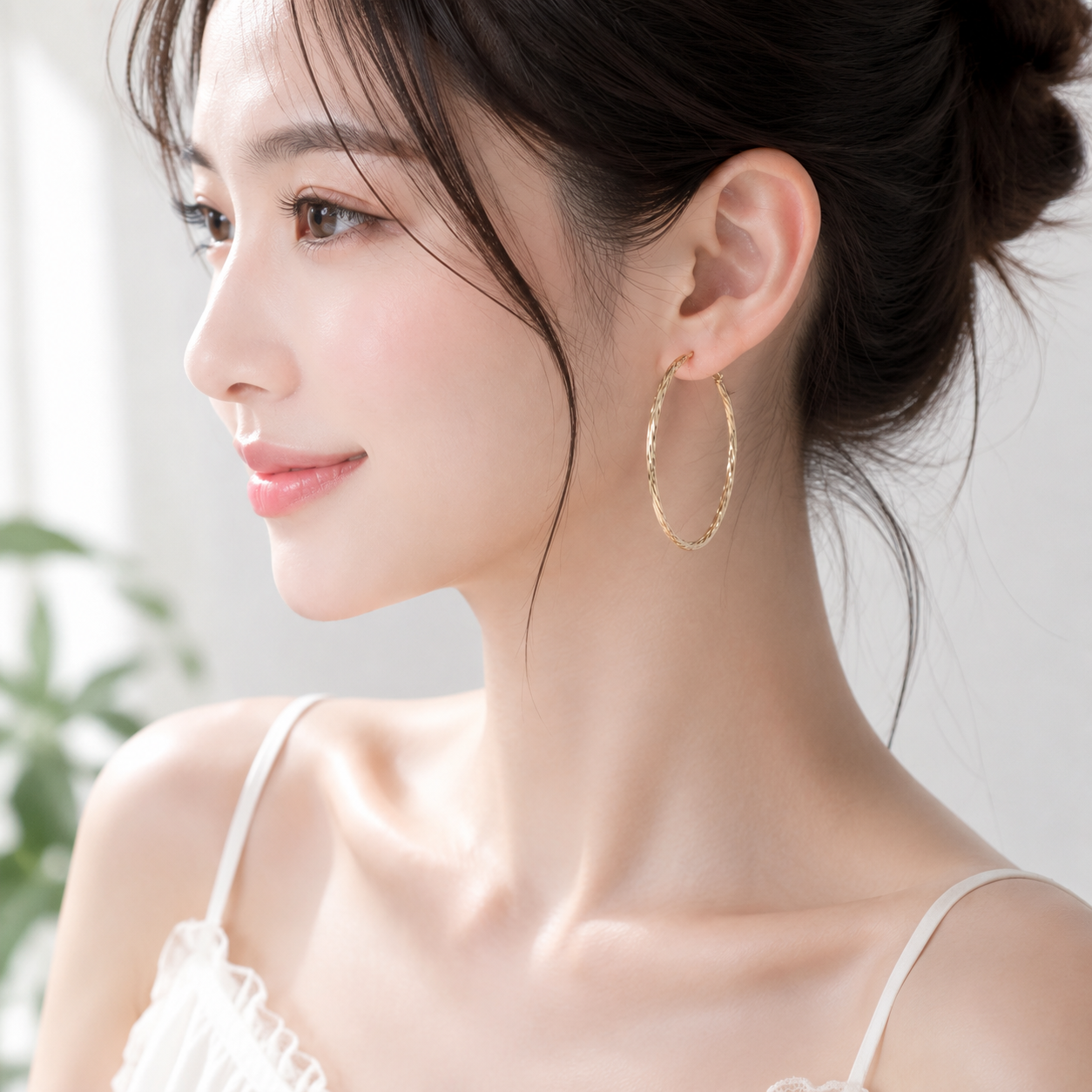 欧美风扭花亮金耳圈简约百搭显脸小小众简约百搭款详情8