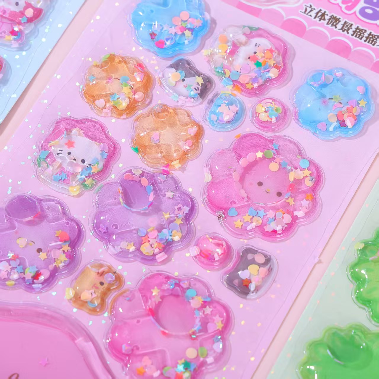 Cute Creature Tribe Rocking Fun 3D Micro-landscape Stickers, Shiny stickers, Adorable Planner, 3D Relief Rocking Water stickers Specification image