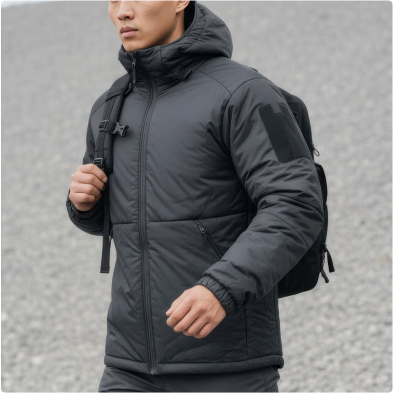 "Endurance DC Tactical cotton-padded jacket for men, winter thickened outdoor cycling cold-proof clothing, workwear, warm and breathable camouflage cotton-padded jacket, cotton-padded jacket, ultra-light coat. Application Scenario