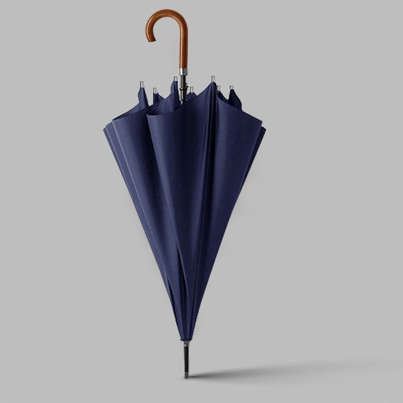 Hengdun British retro solid wood curved hook long handle umbrella for men's business commuting, reinforced wind-resistant straight handle, multiple colors available, double large umbrella surface, two umbrellas for both sunny and rainy days, handle laser-engraved custom logo Specification image