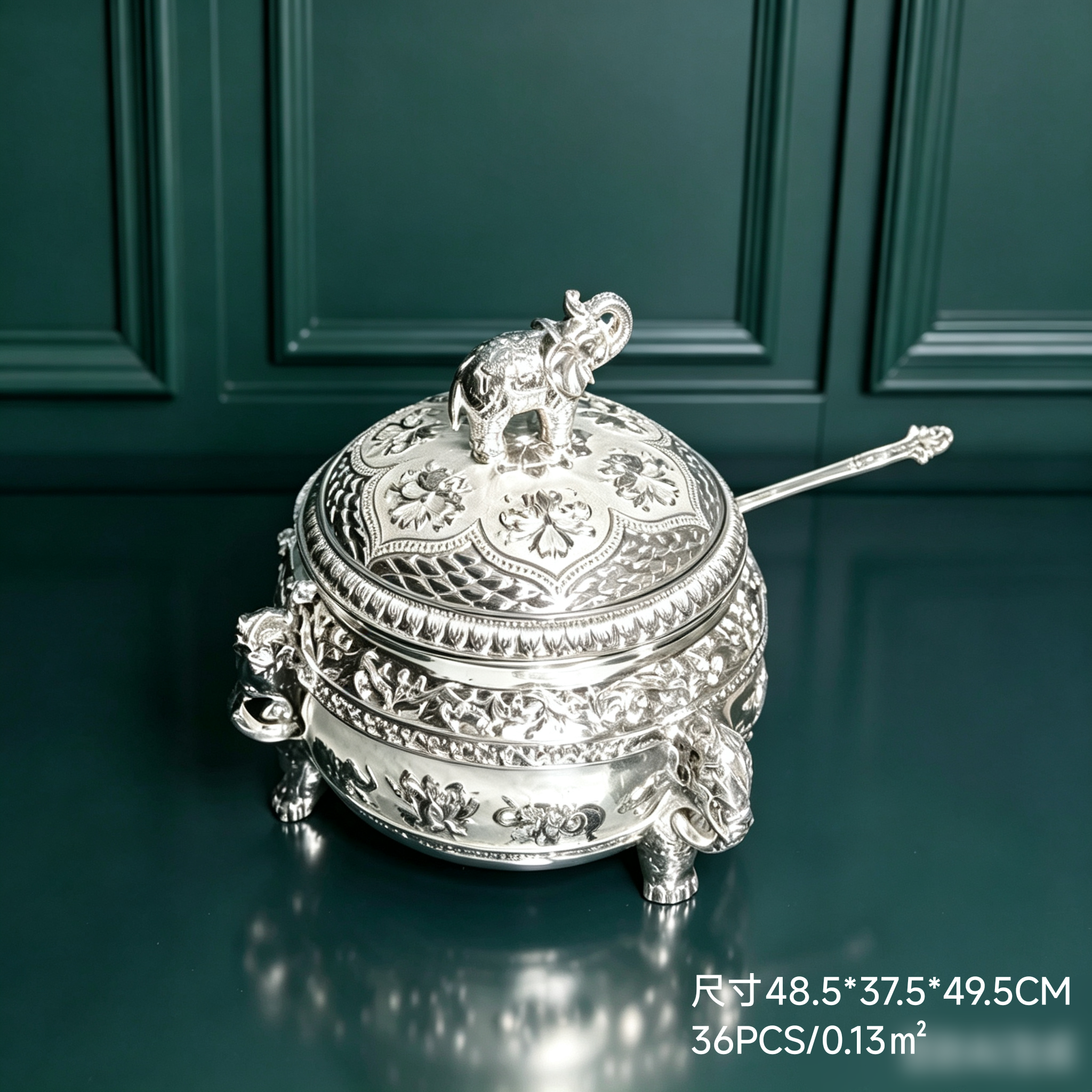 Upturned trunk elephant sugar bowl