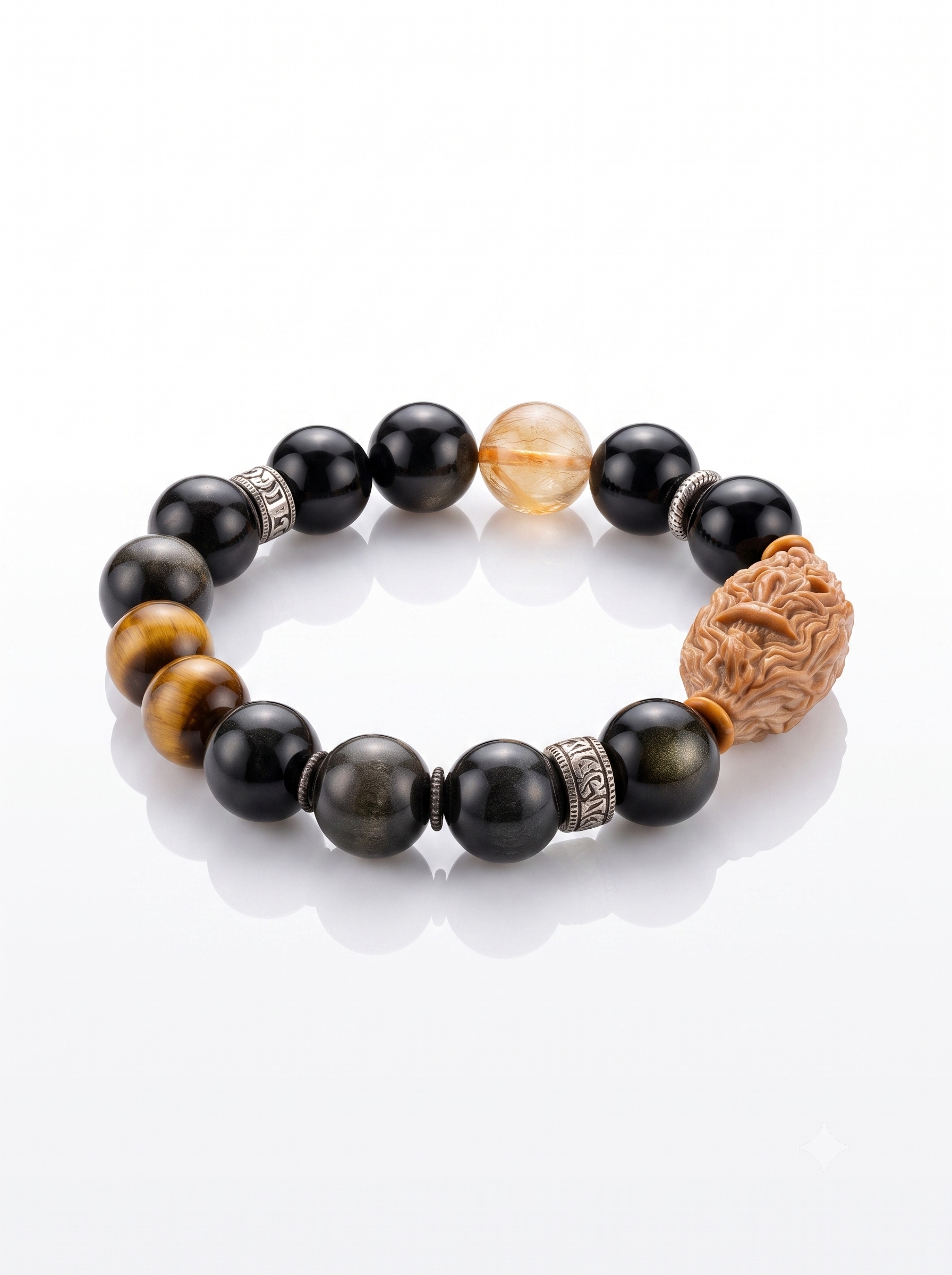 Obsidian walnut incense bead bracelet, crystal bracelet, natural mineral jewelry bracelet, crystal bracelet, agarwood bracelet Specification image