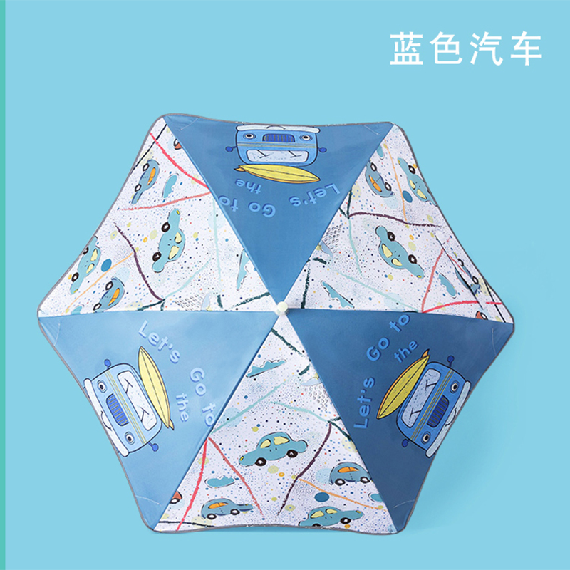 Hengdun Rounded Corner safety Children's long-handled umbrella, push-pull anti-pinch hand switch, night reflective strip black rubber sun protection and UV protection, all-weather umbrella, cute cartoon, kindergarten and primary school students' sunshade umbrella, lightweight and portable details Picture