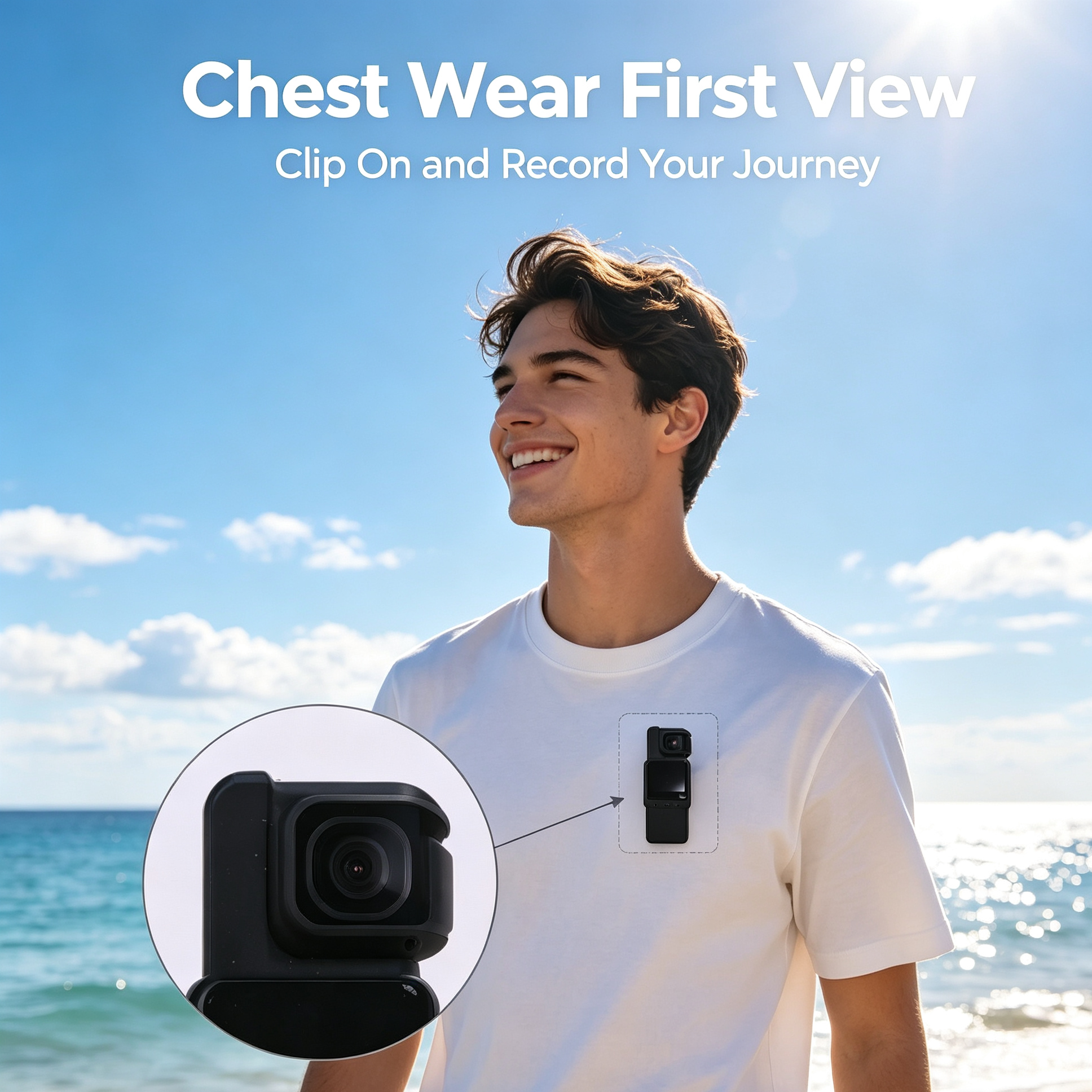 #02 Rotatable lens Chest clip body recorder, WiFi high-definition mini Wearable camera, first-person perspective camera for cycling and store exploration Application Scenario