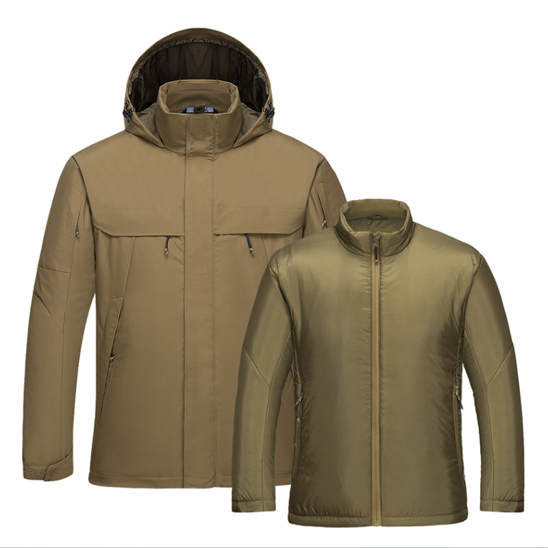Outdoor sports three-in-one tactical rock climbing, skiing, charging and warmth jacket, detachable winter wear-resistant, windproof and cold-proof cotton jacket Application Scenario