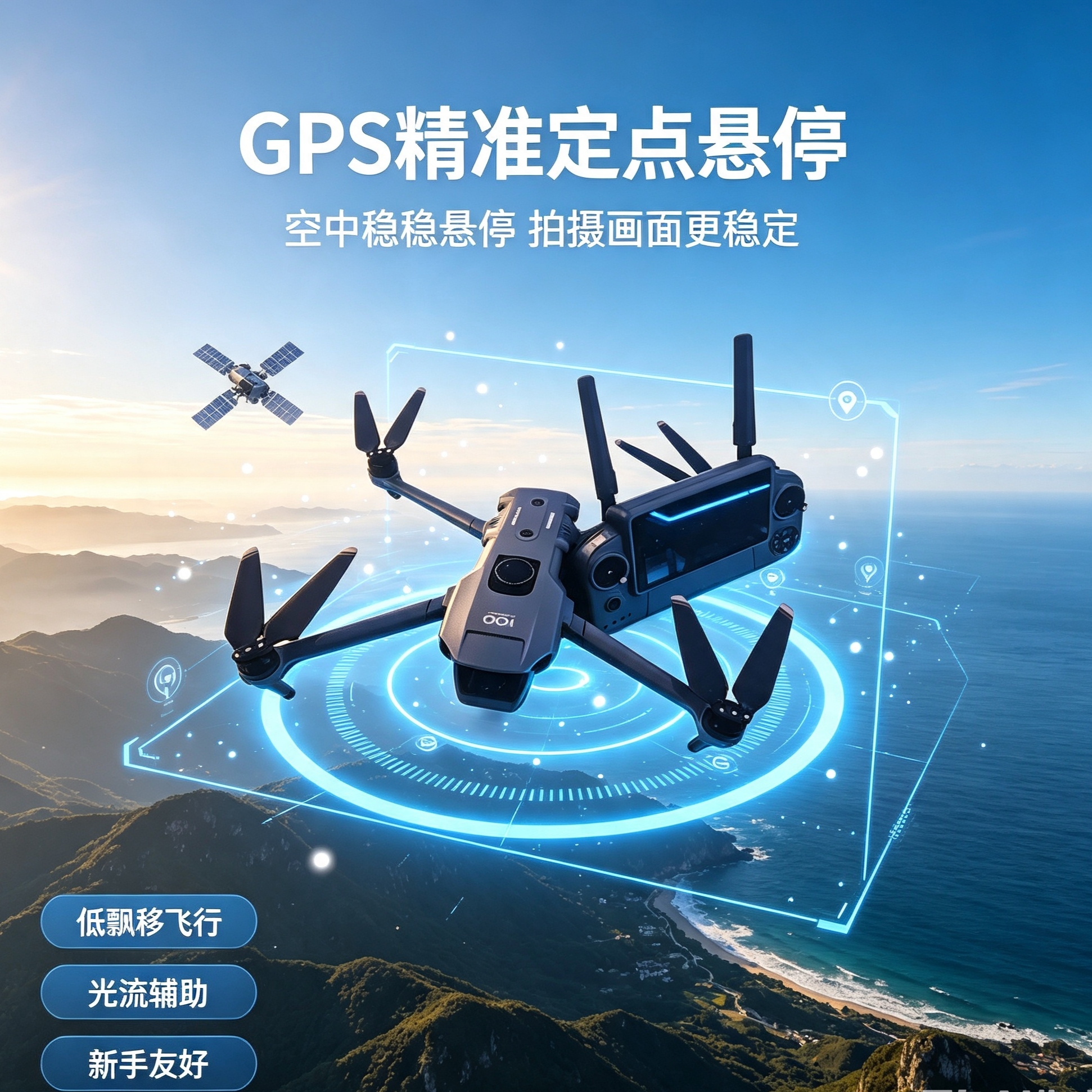 Outdoor travel photography aerial photography drone, high-definition large-screen remote control, long-range aerial photography drone, intelligent obstacle avoidance, one-click return, GPS precise positioning Item Picture