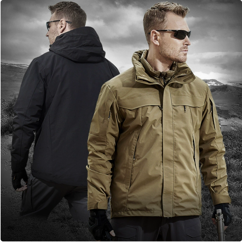 Outdoor sports three-in-one tactical rock climbing, skiing, charging and warmth jacket, detachable winter wear-resistant, windproof and cold-proof cotton jacket details Picture