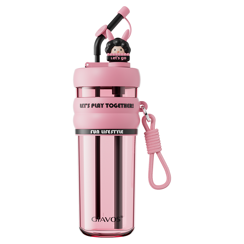 【OSEO】26Q1#2598 Pink plastic cup Water cup Sports water cup large capacity student simple pic 15
