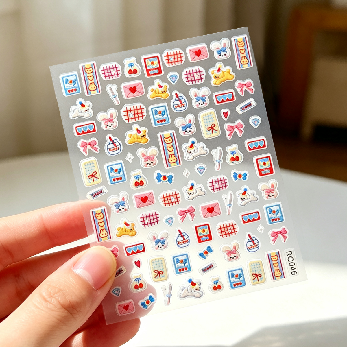 Cute Rabbit Diary embossed nail stickers with self-adhesive nail decoration stickers DIY nail accessories