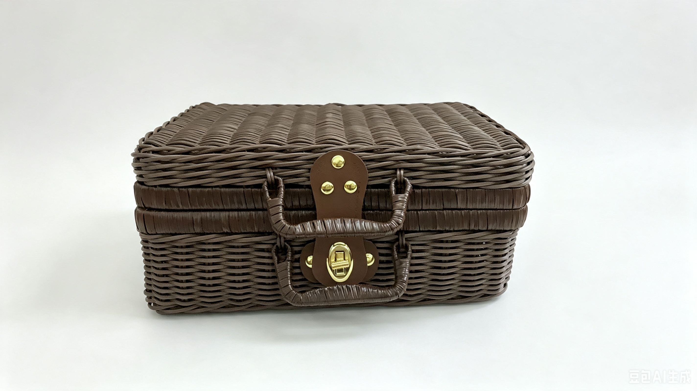 Grayish-brown imitation rattan weaving storage box set, indoor organizing storage box, book placement organizing box, women's cosmetics storage carrying box, outdoor camping picnic basket Application Scenario
