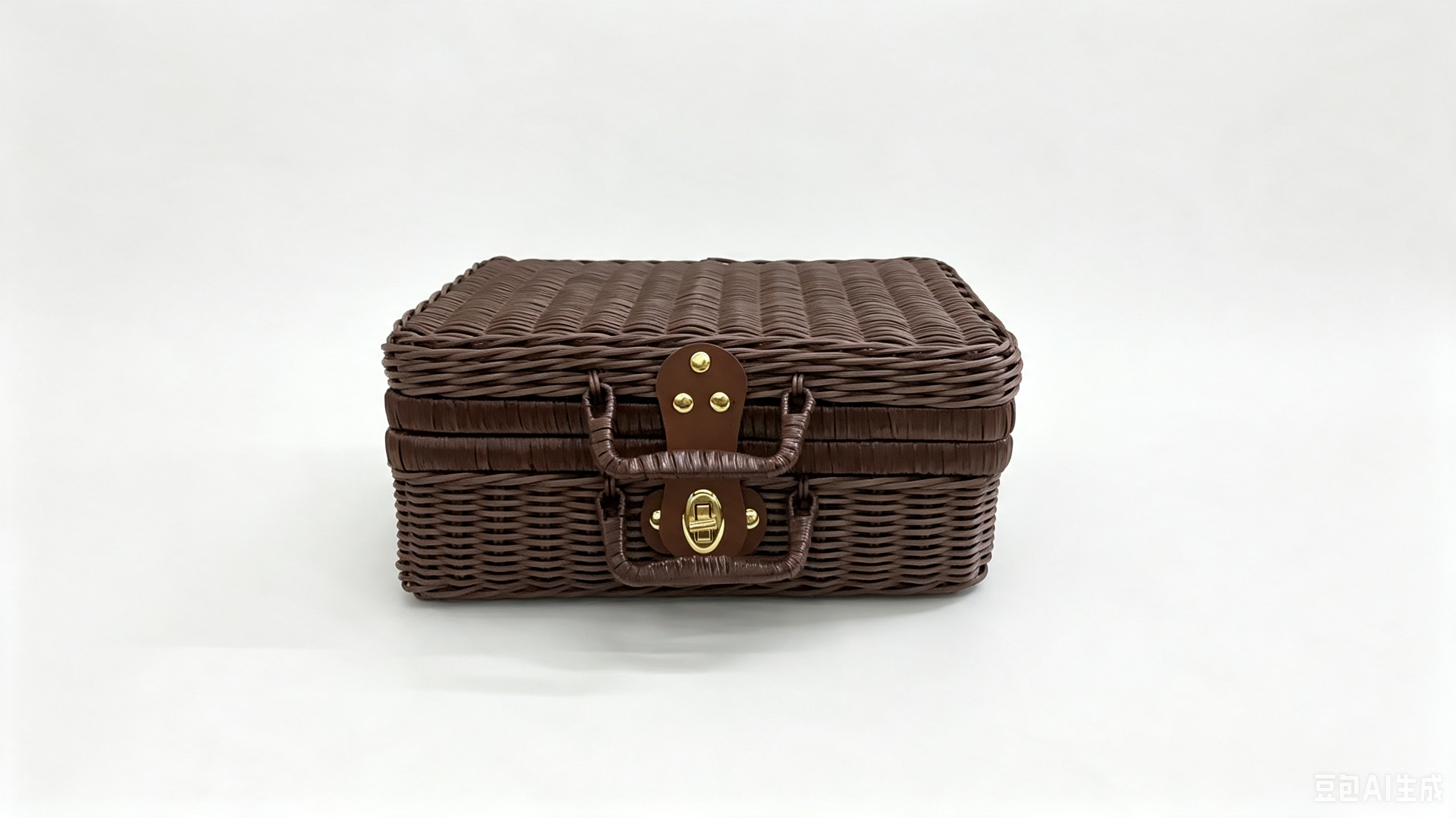 Grayish-brown imitation rattan weaving storage box set, indoor organizing storage box, book placement organizing box, women's cosmetics storage carrying box, outdoor camping picnic basket Specification image
