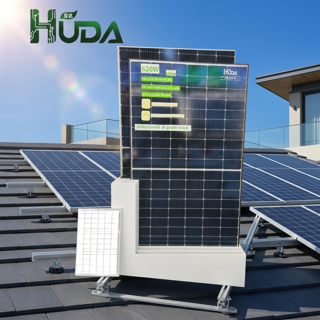 HUDA 620W panel fotovoltaico solar HD620G1R2NHB-132 panel de carga solar para teléfonos móviles módulos fotovoltaicos portátiles generación de energía al aire libre Specification image
