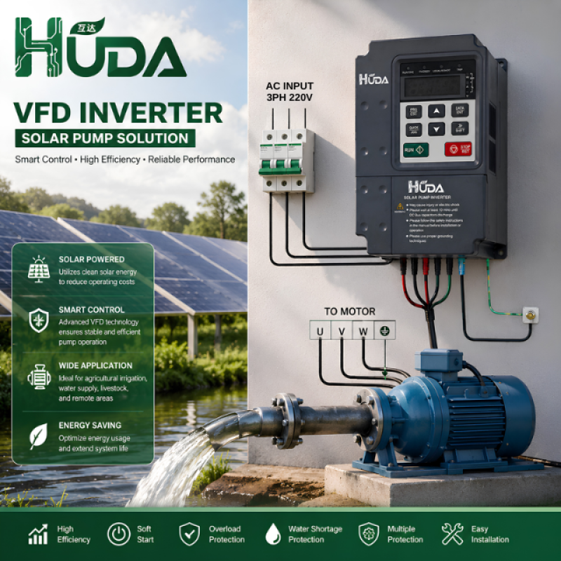 HUDA 2.2KW Solar Pump VFD Inverter 3 Phase 220V details Picture