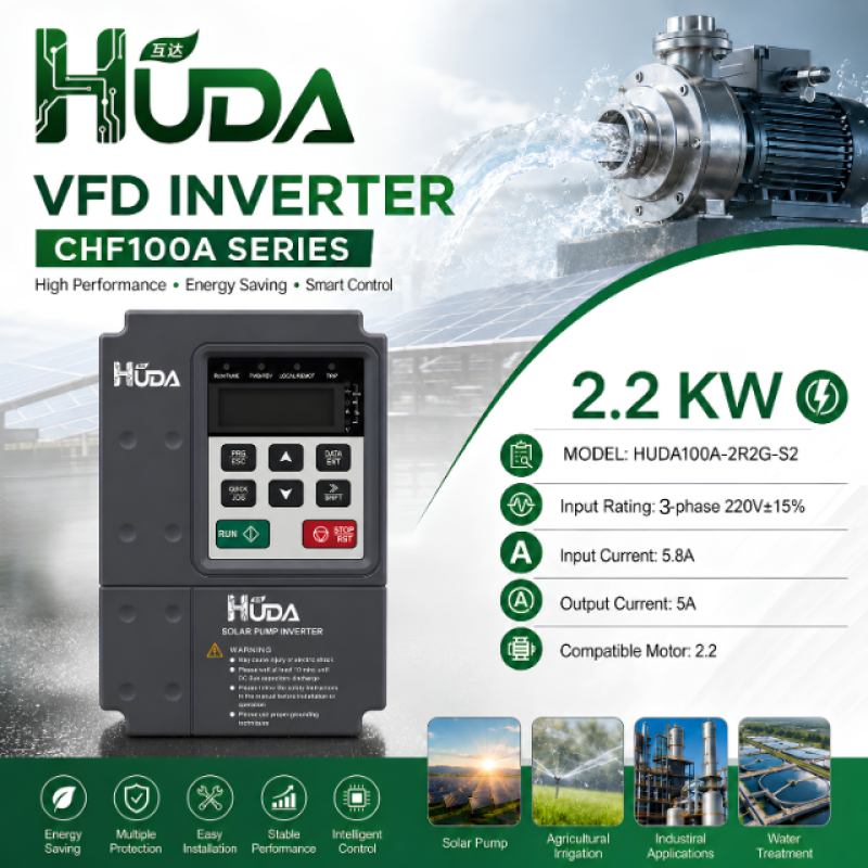 HUDA 2.2KW Solar Pump VFD Inverter 3 Phase 220V