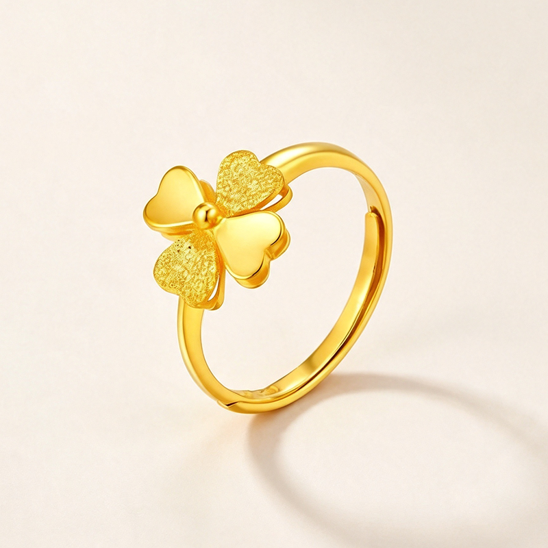 Anillo de oro de cuatro hojas anillo de plata para niños arco estilo dedo accesorios moda versátil simple tendencia details Picture