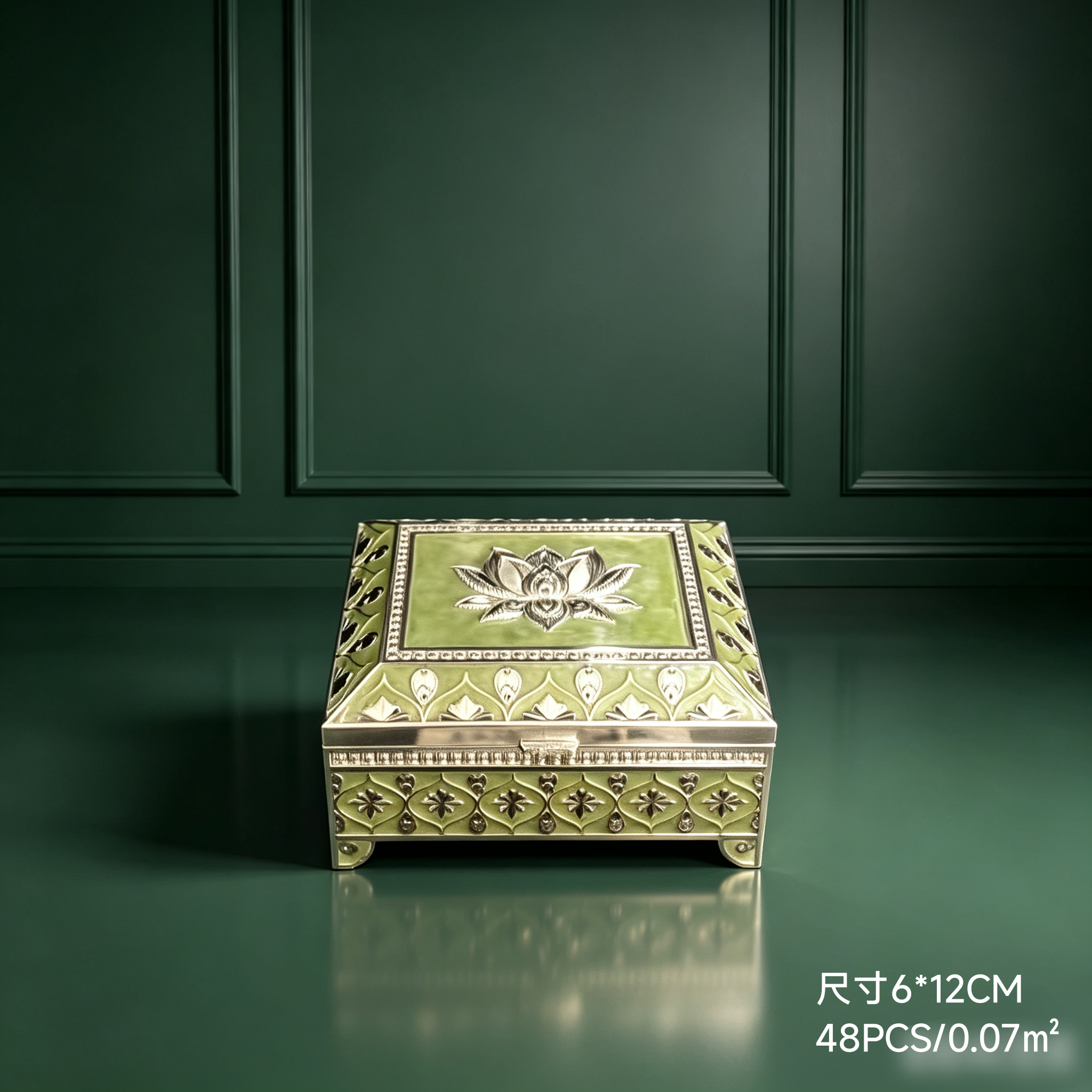 Rectangular lotus jewelry box