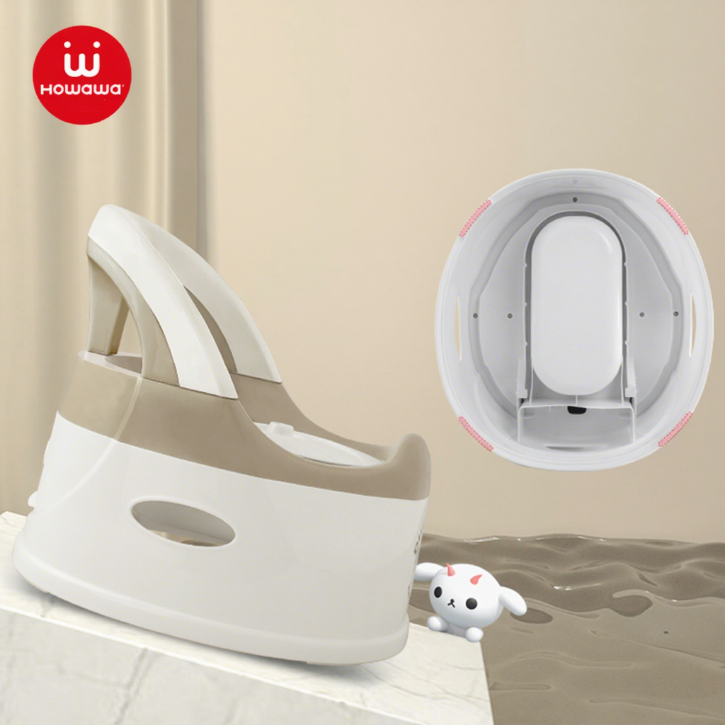 【OSEO】26Q3#H8410 Children's Toilet with handrails, off-white and light brown children's toilet seat, safe and comfortable children's toilet seat Specification image
