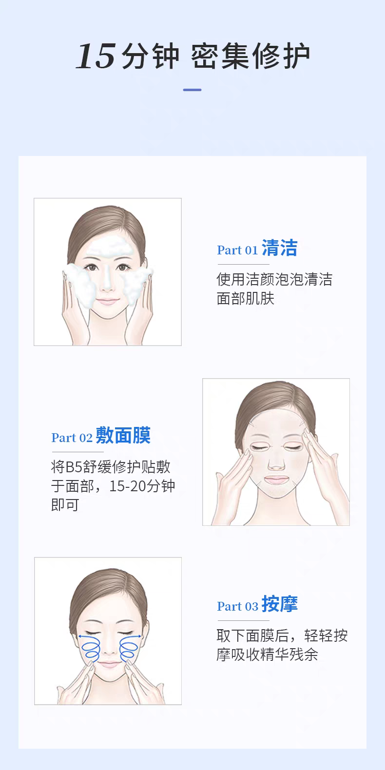 Fuerjia B5 Soothing Repair Patch 5-piece set Hydrating, Moisturizing, dry, red and Sensitive Skin Mask detail image 11
