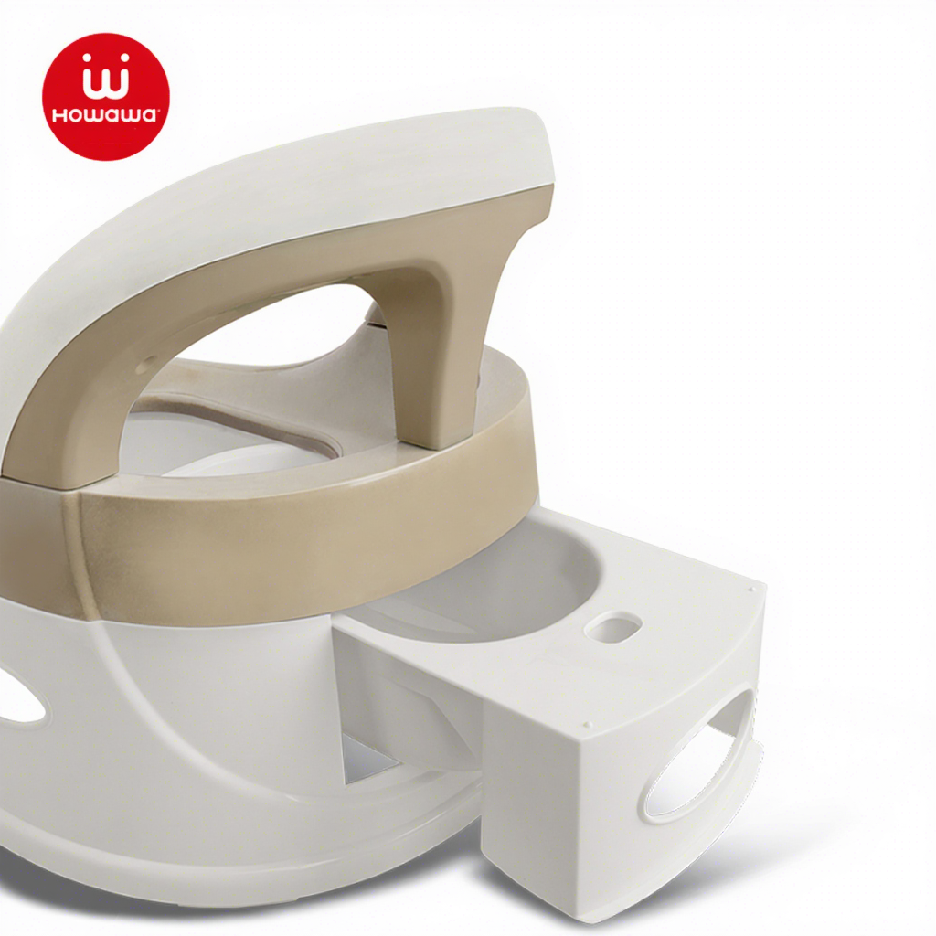【OSEO】26Q3#H8410 Children's Toilet with handrails, off-white and light brown children's toilet seat, safe and comfortable children's toilet seat details Picture