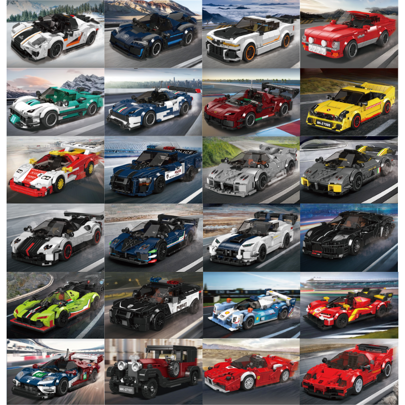 Transportation-related intelligent building block car models, children's educational toys, toy building blocks details Picture