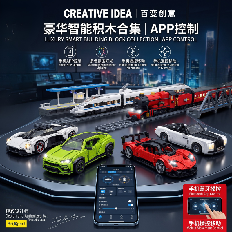 Transportation-related intelligent building block car models, children's educational toys, toy building blocks