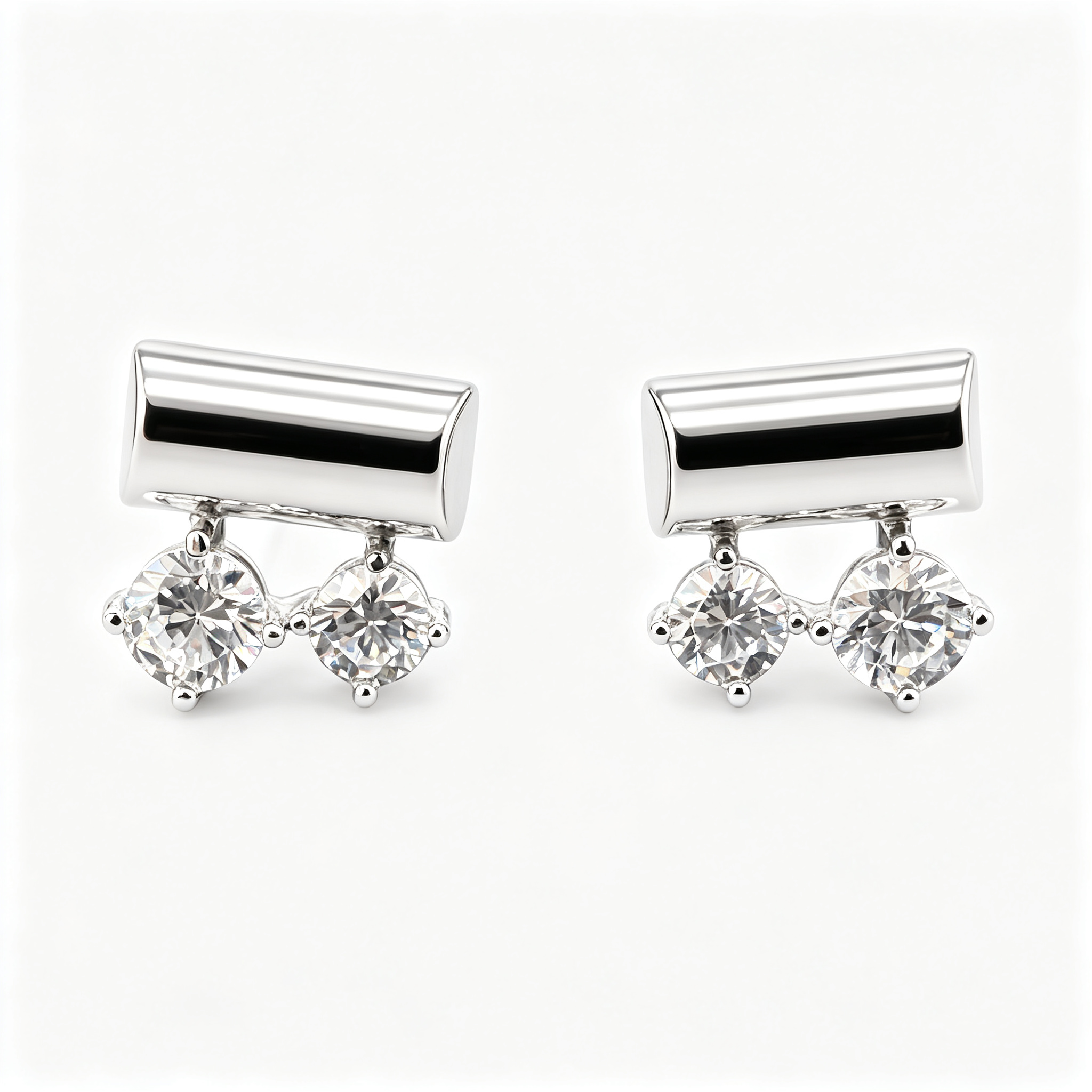 Fashionable metallic S925 silver stud earrings for women's summer, a trendy and versatile silver accessory Item Picture