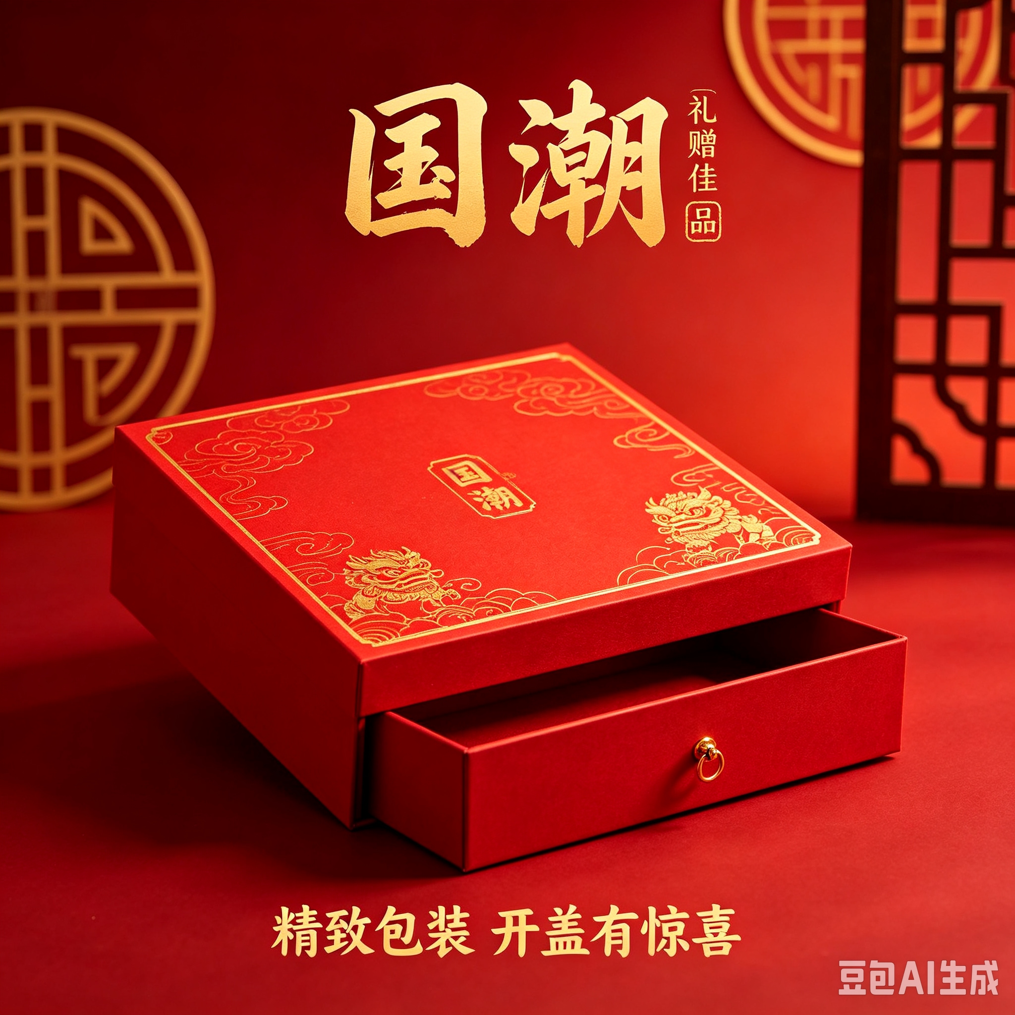 Red gift box beauty gift, baby packaging 3D stereoscopic greeting card, Mother's Day beauty gift box gift set 10