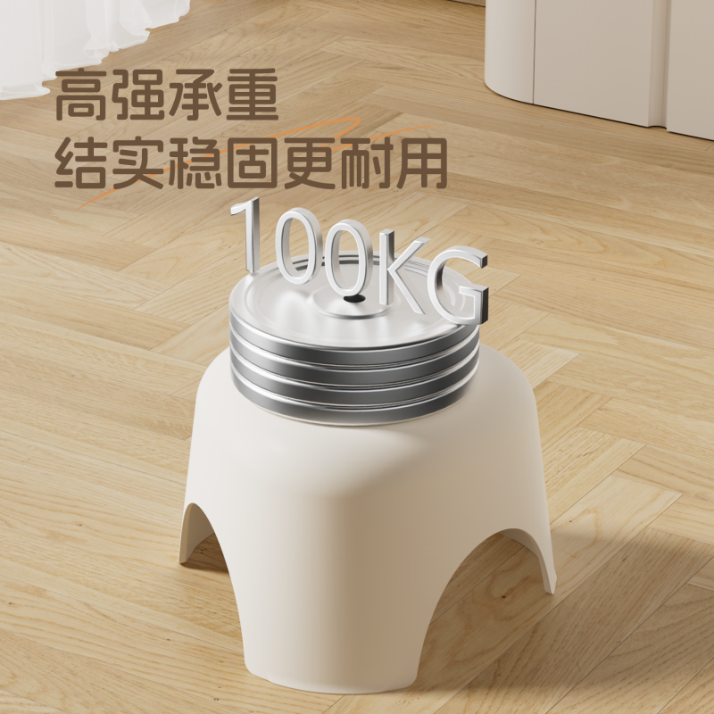 【OSEO】26Q3#DZ Multi-functional white plastic low stool, portable chair, children's home leisure stool, bath stool details Picture