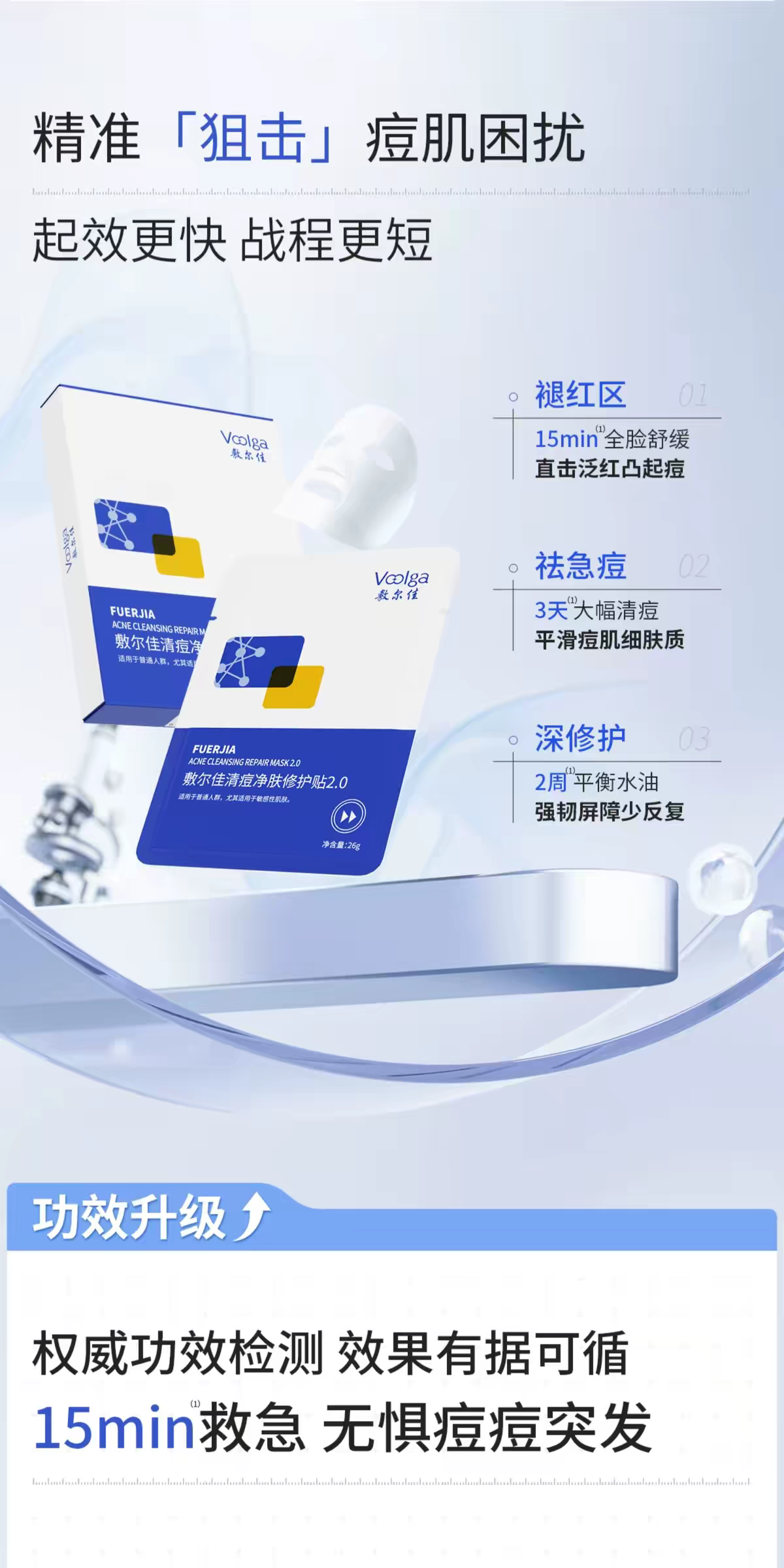 Fuerjia Acne-Clearing, Skin-Cleansing and Repairing Patch 2.0 Mask, 5 pieces per box. Official genuine salicylic acid detail image 4