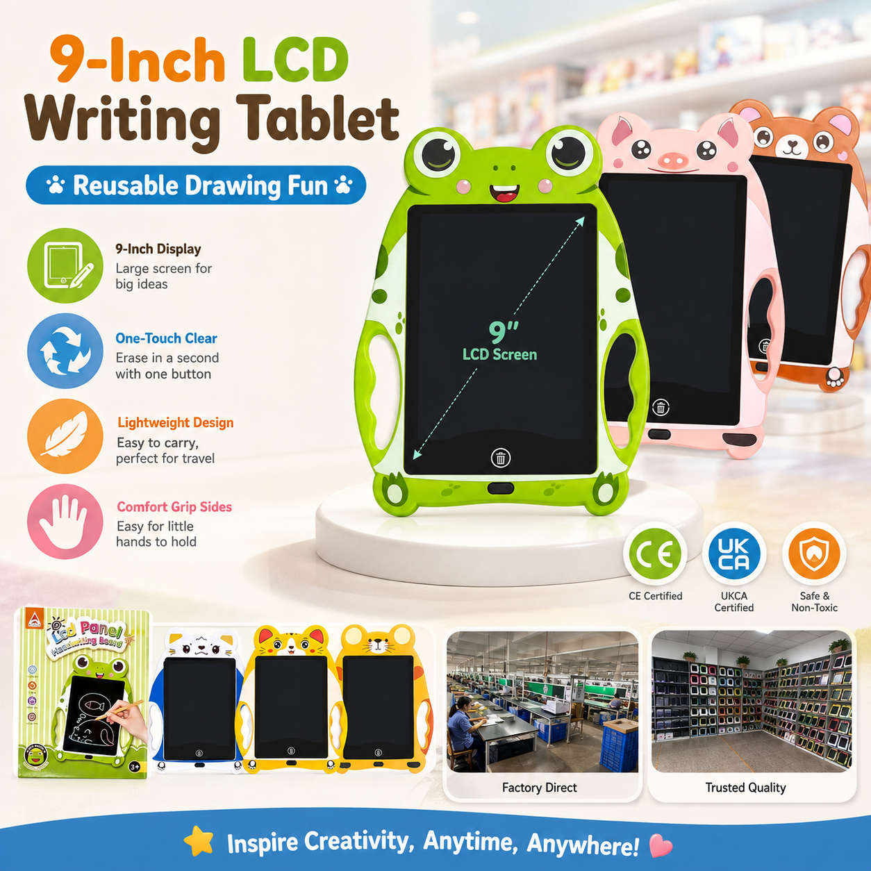 9015C niños LCD le niño tablero de escritura de oficina equipo cultural pantalla LCD tablero de pintura pantalla de escritura LCD creativa oficina aprender esencial Specification image