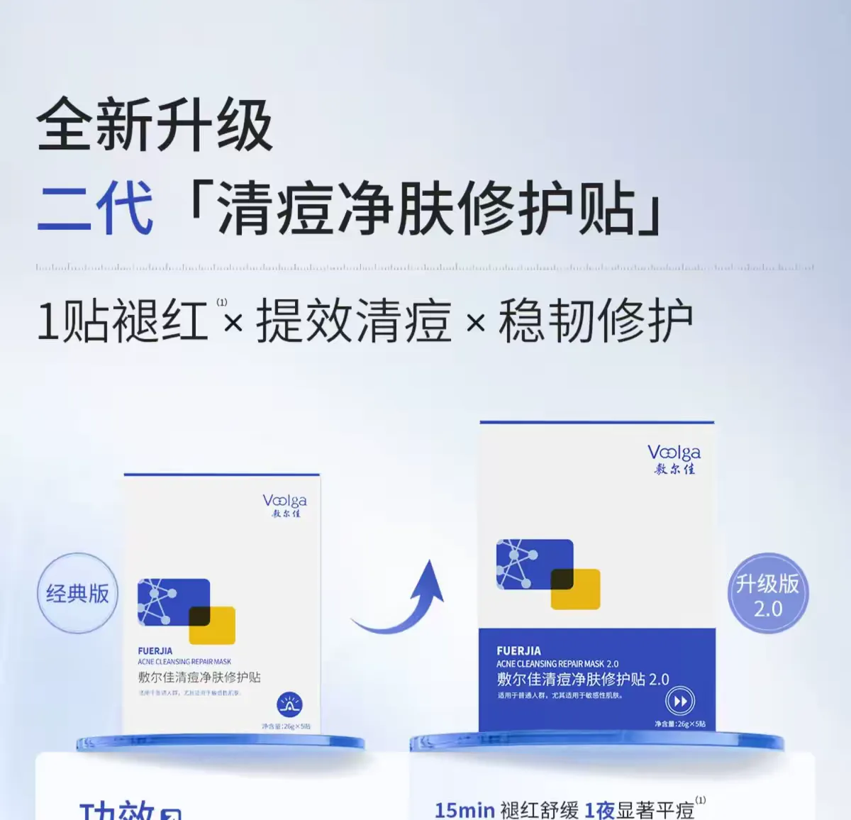 Fuerjia Acne-Clearing, Skin-Cleansing and Repairing Patch 2.0 Mask, 5 pieces per box. Official genuine salicylic acid detail image 1