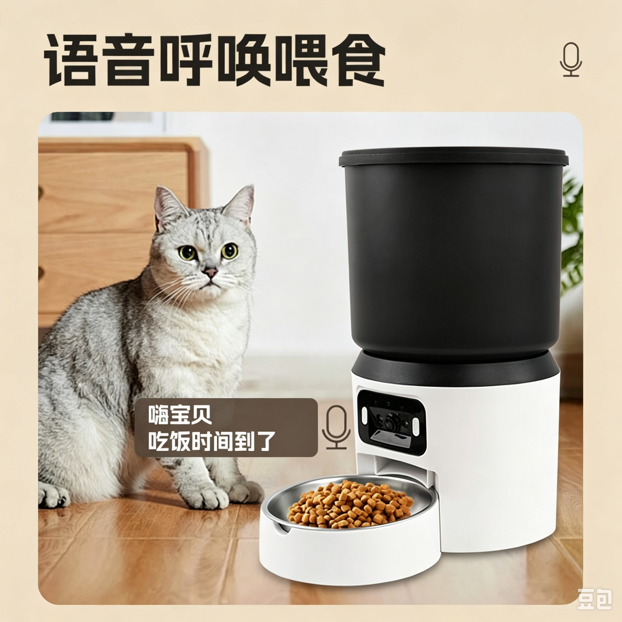Pet intelligent automatic feeder: 4-liter wide-angle visible food bowl, dual-band Bluetooth connection Specification image