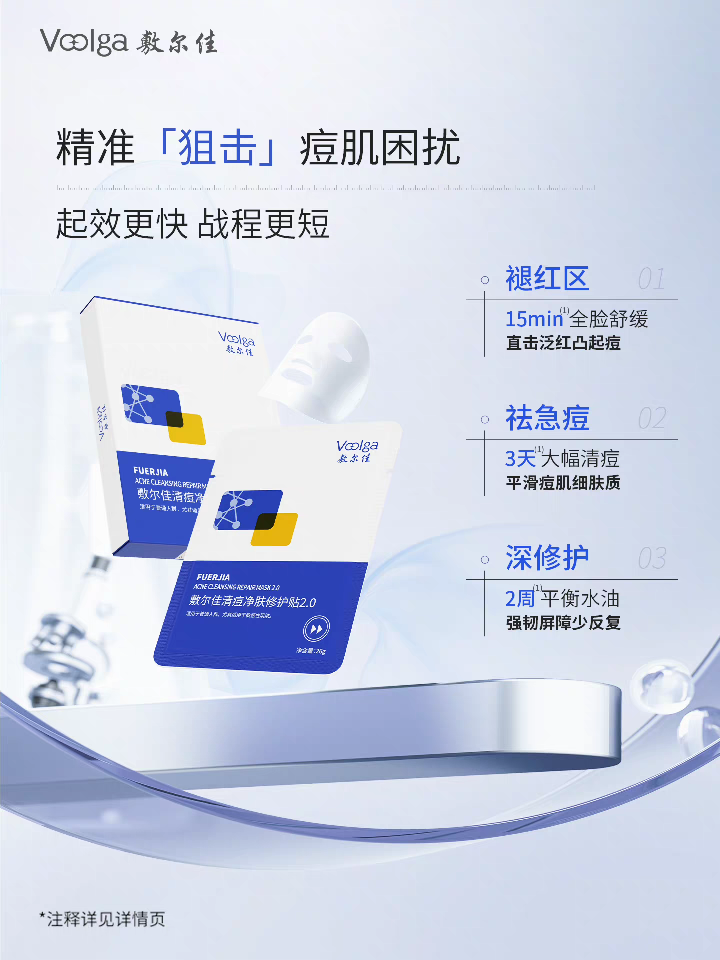 Fuerjia Acne-Clearing, Skin-Cleansing and Repairing Patch 2.0 Mask, 5 pieces per box. Official genuine salicylic acid Specification image