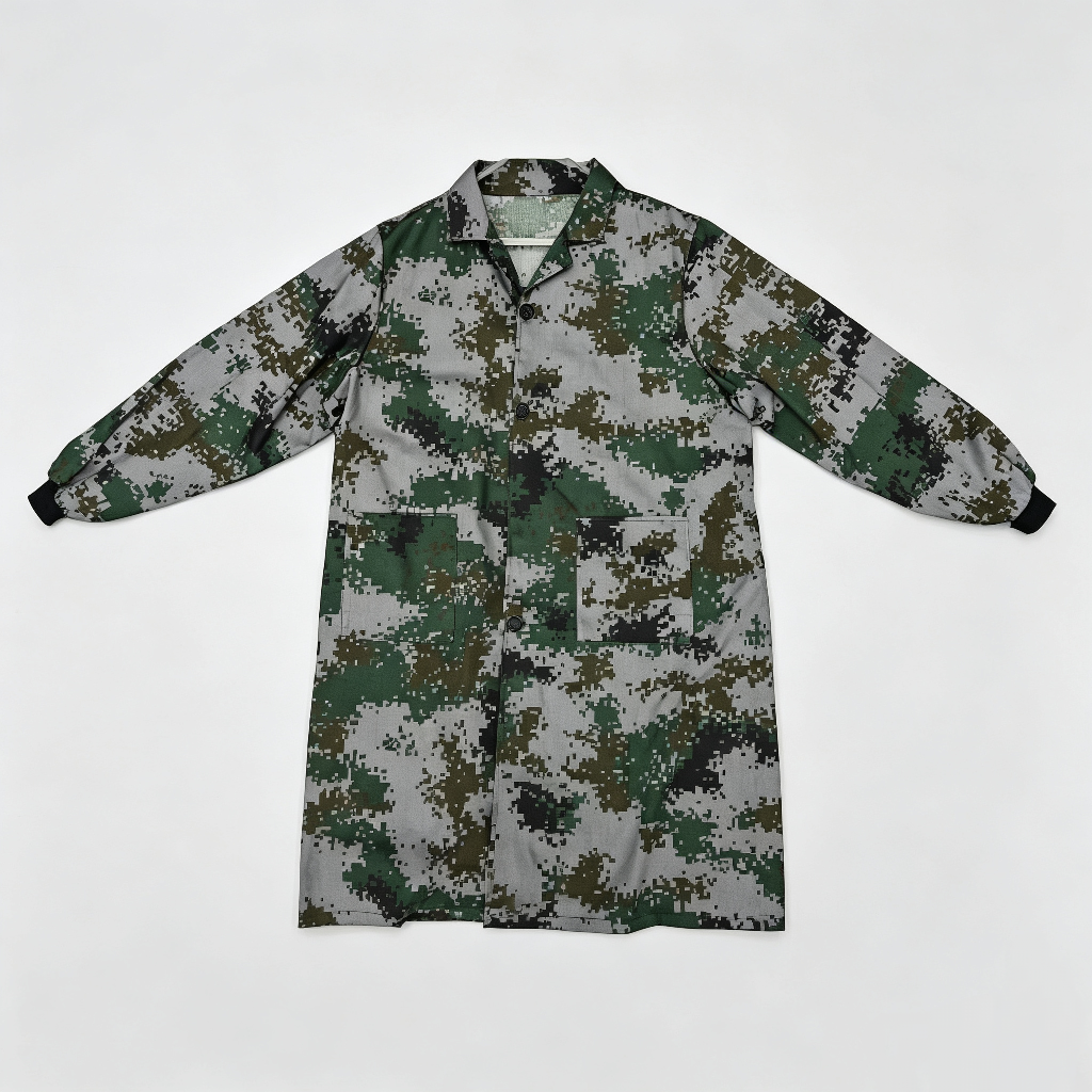 Digital camouflage labor protection coat, long work clothes, men's workshop moving dust-proof cover, wear-resistant and dirt-resistant long-sleeved protective work clothes, camouflage labor protection coat, long work clothes, dust-proof moving, wear-resistant cover, men