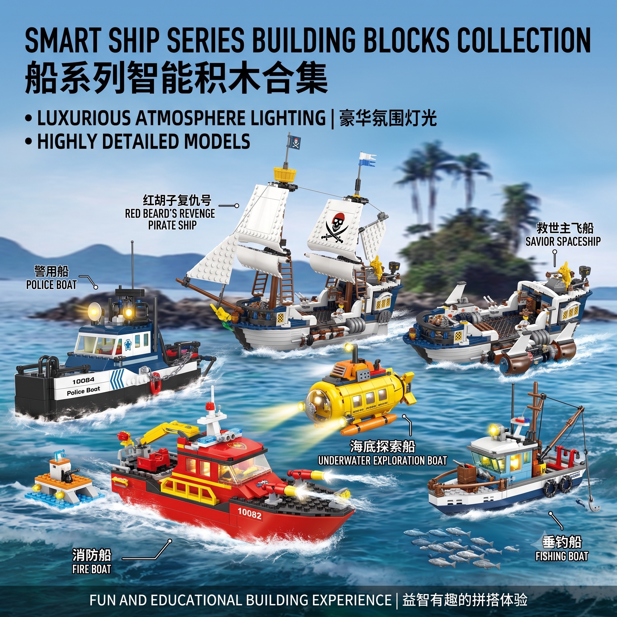 The ship series military series building block model set is suitable for children's assembly and enlightenment toy combinations