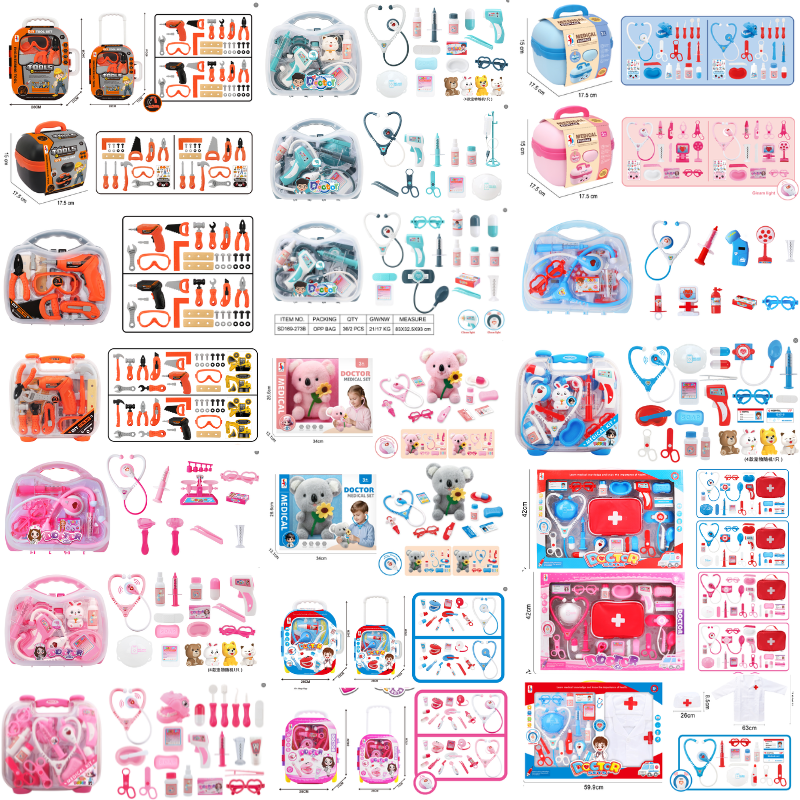 Niños sobre el juego del juguete médico de la familia muchos colorea la maleta del instrumento de simulación con la bata quirúrgica del koala del peluche modelo de la medicina juguetes del juego de rol de los niños details Picture