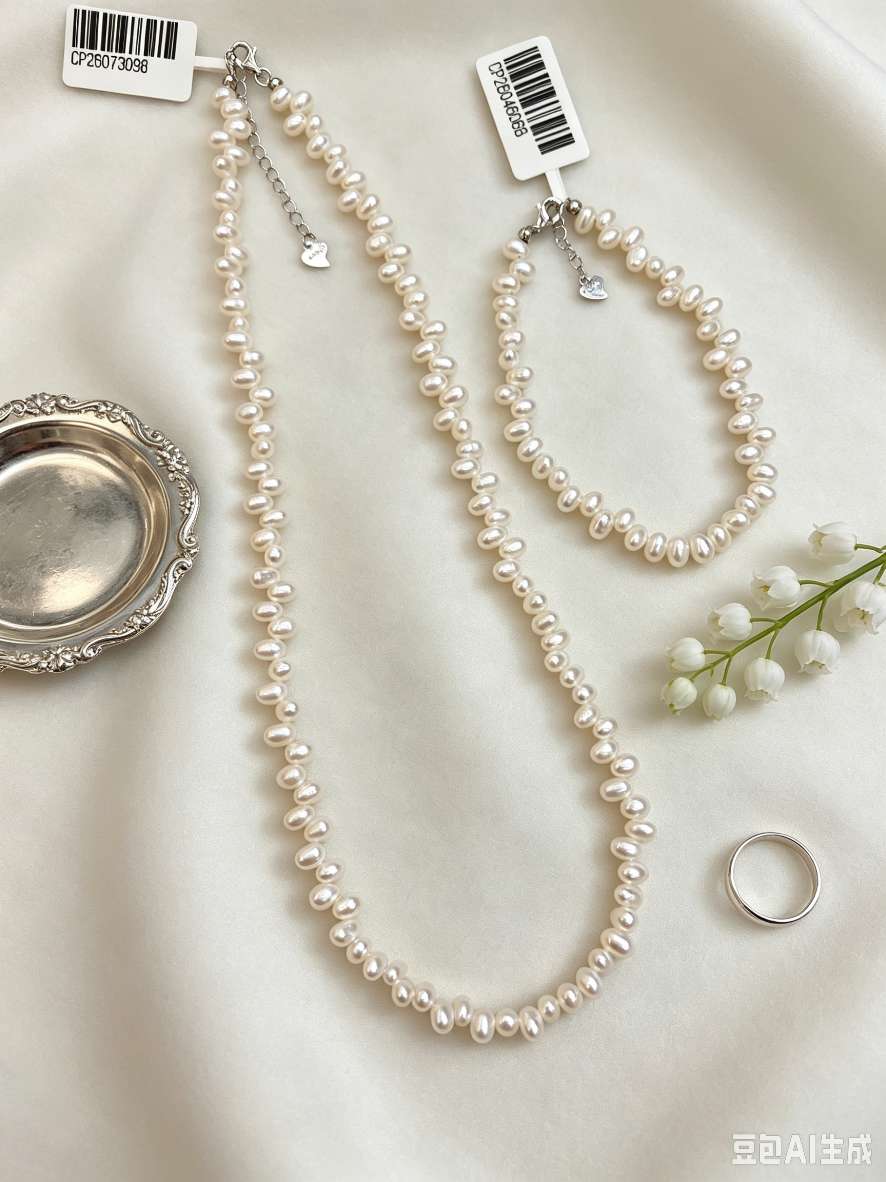 The S925 silver chain, a light luxury accessory for young girls, is the same style as the popular Sanqi hole rice bead petal heart-shaped necklace bracelet detail image 1